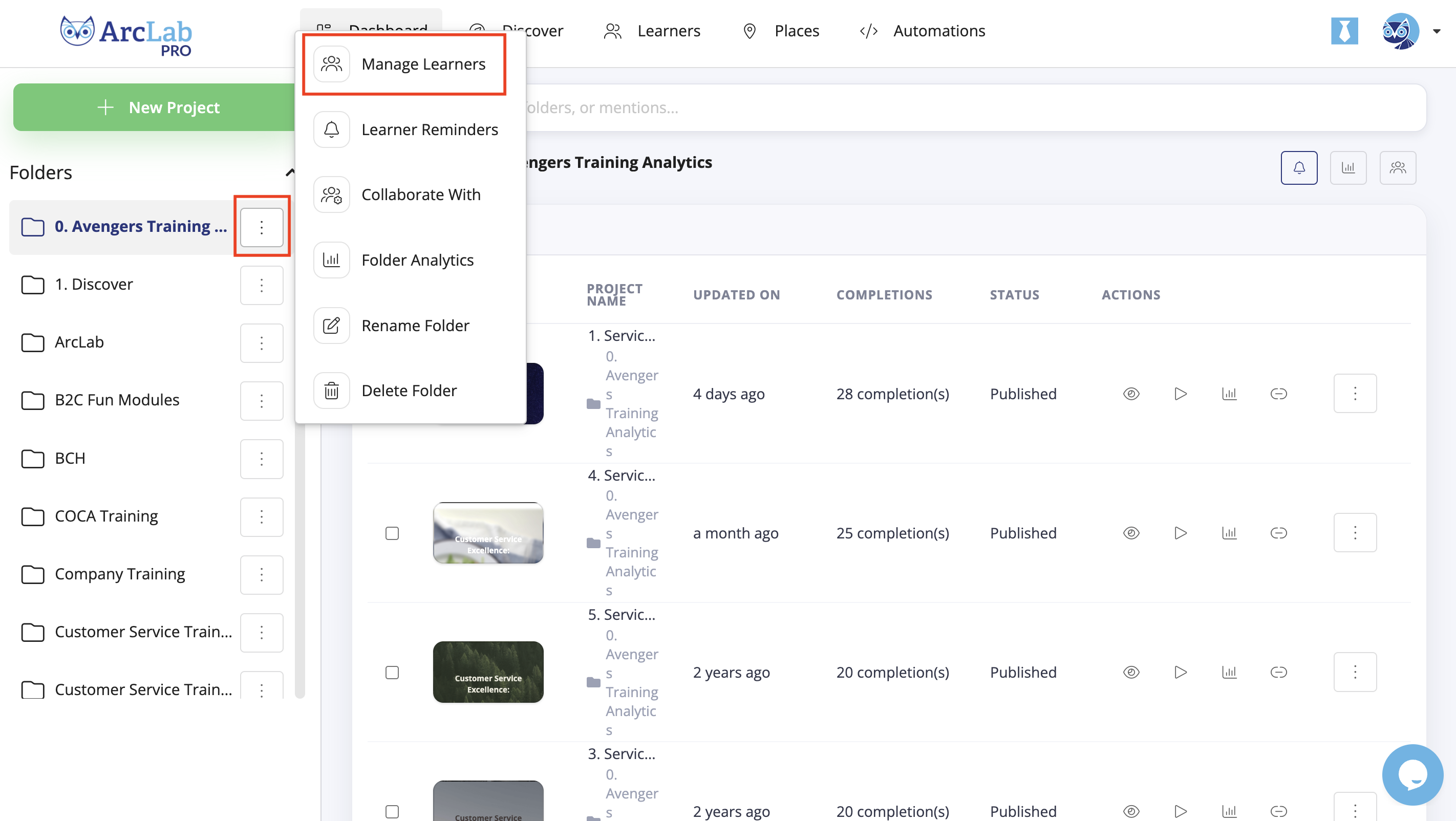 Assigning Learners to Folders